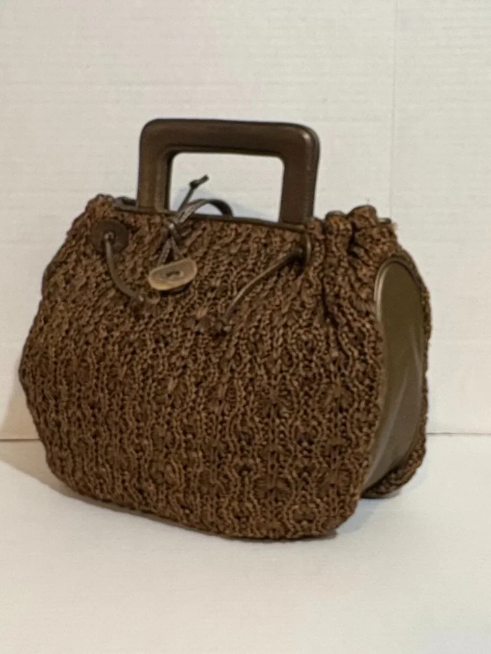 Carlos Falchi Bronze Knit Satchel Purse All Season LIKE NEW